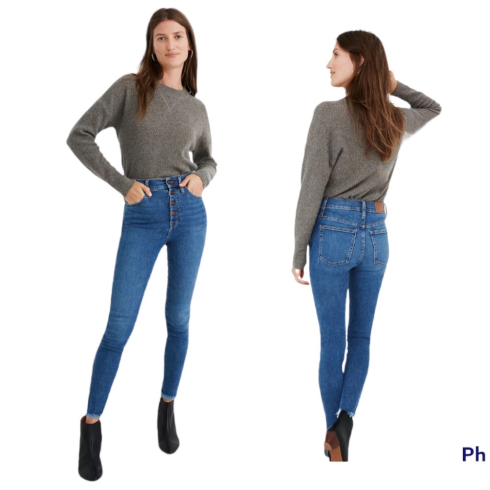 Madewell 10" High-Rise Skinny Jeans in Mackey Wash: Button-Front Edition 26